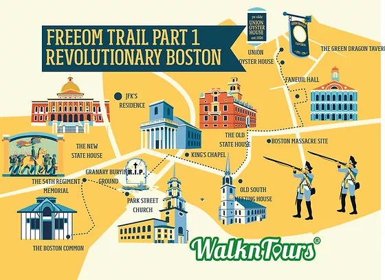 Guided tour options walking tours begin at the . The Freedom Trail Boston
